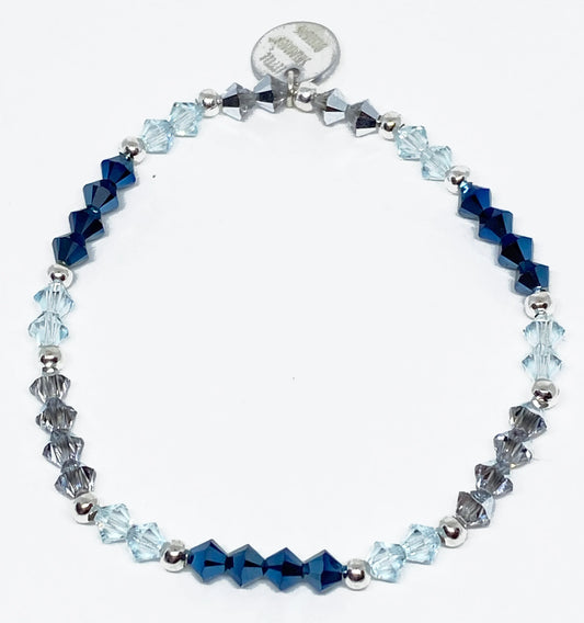 Swarovski Crystal Bracelet in Metallic Blue - with Light Azore and Comet Argent Silver Swarovski Crystals