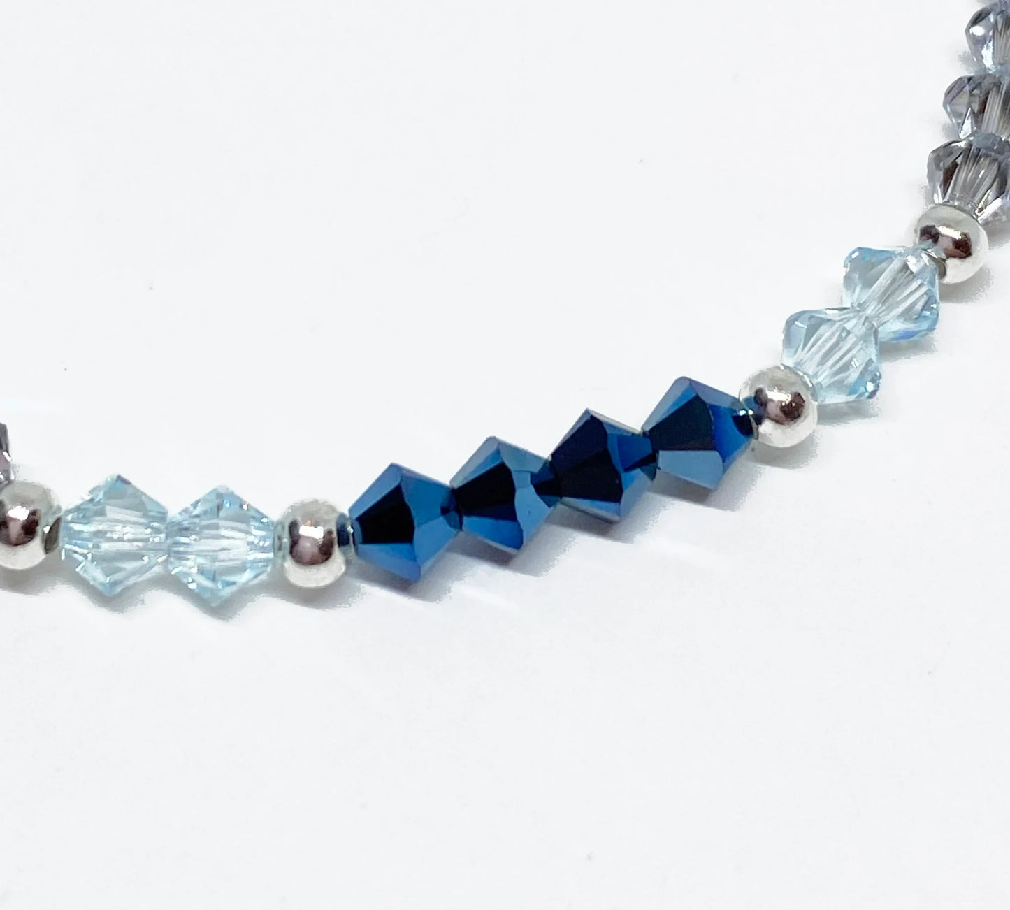 Swarovski Crystal Bracelet in Metallic Blue - with Light Azore and Comet Argent Silver Swarovski Crystals
