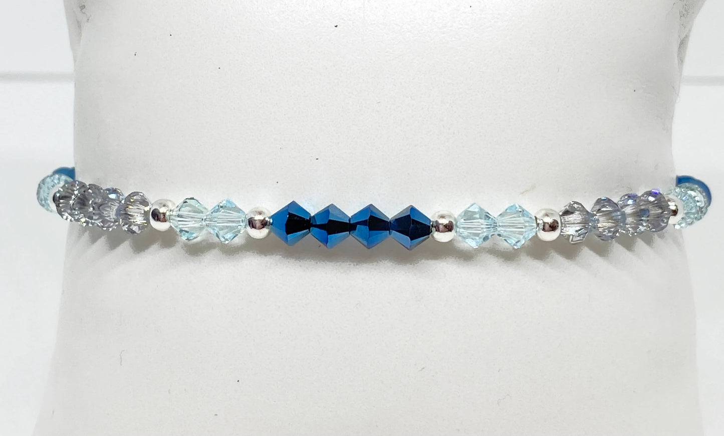 Swarovski Crystal Bracelet in Metallic Blue - with Light Azore and Comet Argent Silver Swarovski Crystals