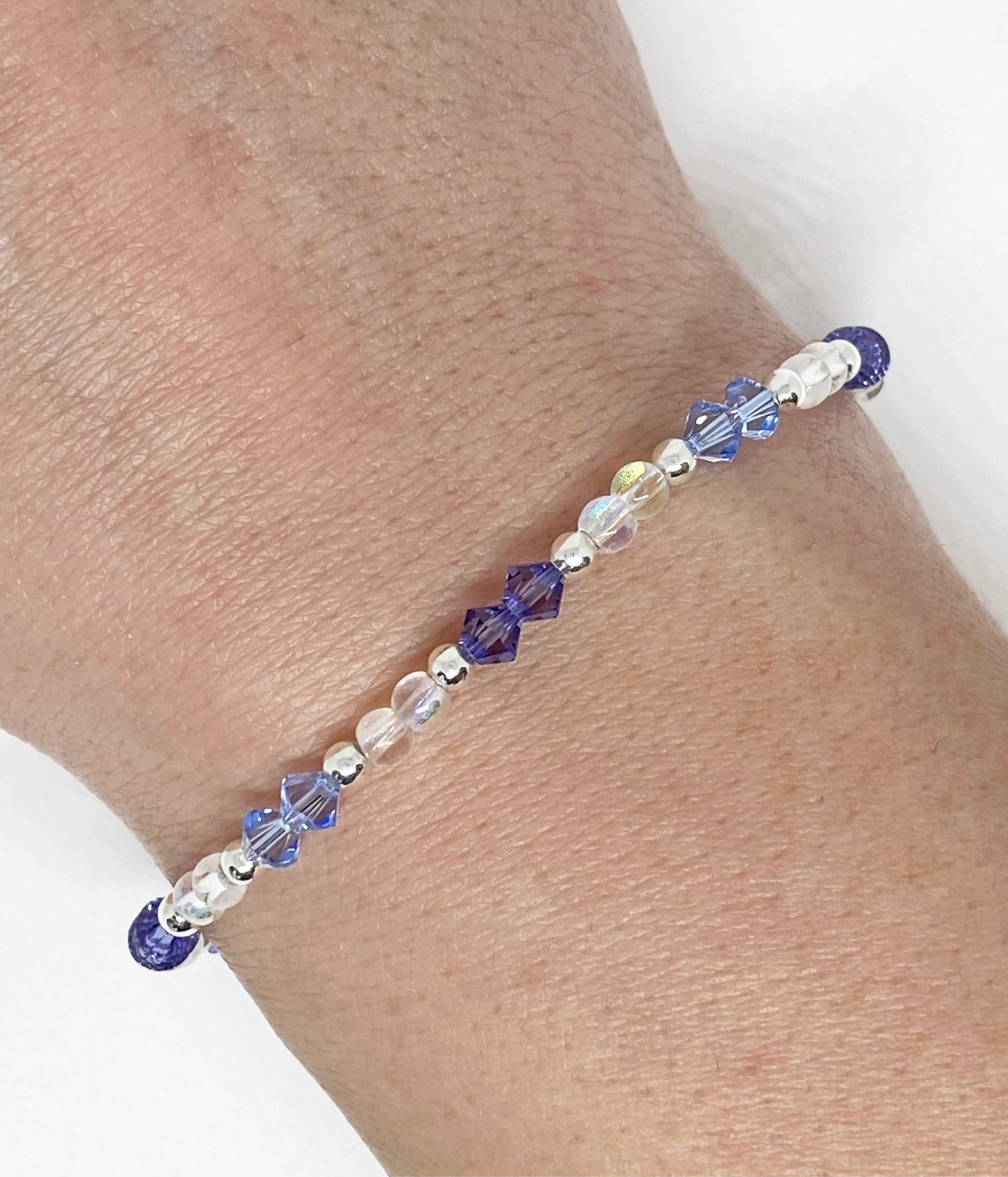 Swarovski Crystal, Crystal Bracelet in Blue Violet - with Tanzanite and Light Sapphire Swarovski Crystals