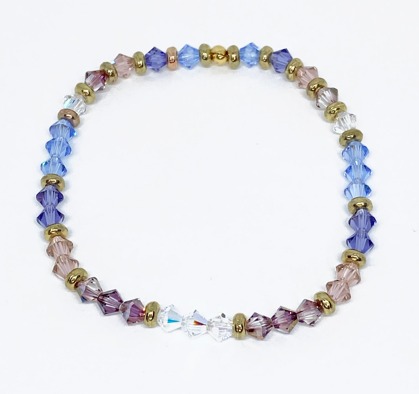 Swarovski Crystal Bracelet in Pastel Tones - featuring Tanzanite, Light Sapphire, Vintage Rose, and Lilac Shadow