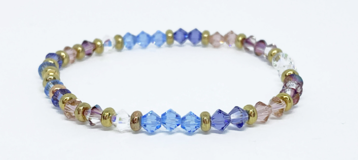 Swarovski Crystal Bracelet in Pastel Tones - featuring Tanzanite, Light Sapphire, Vintage Rose, and Lilac Shadow