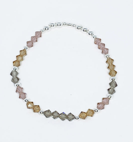 Swarovski Crystal Accent Bracelet in Vintage Rose - with Vintage Rose, Topaz and Greige Swarovski Crystals