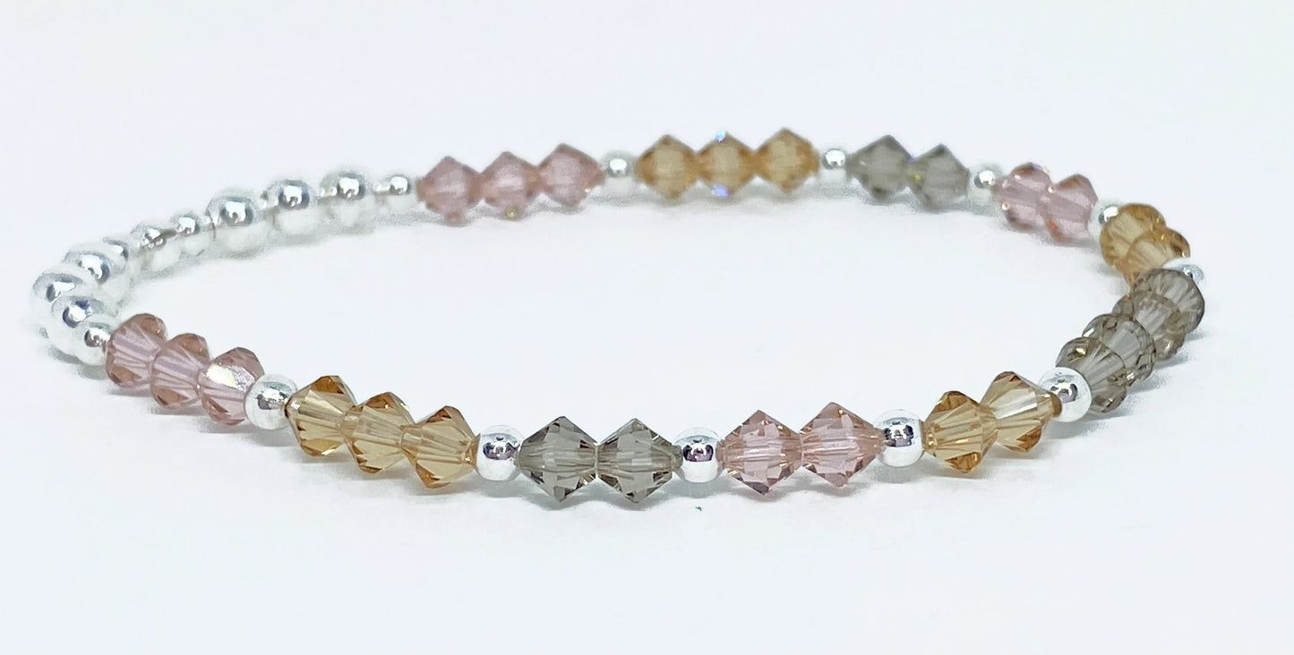 Swarovski Crystal Accent Bracelet in Vintage Rose - with Vintage Rose, Topaz and Greige Swarovski Crystals