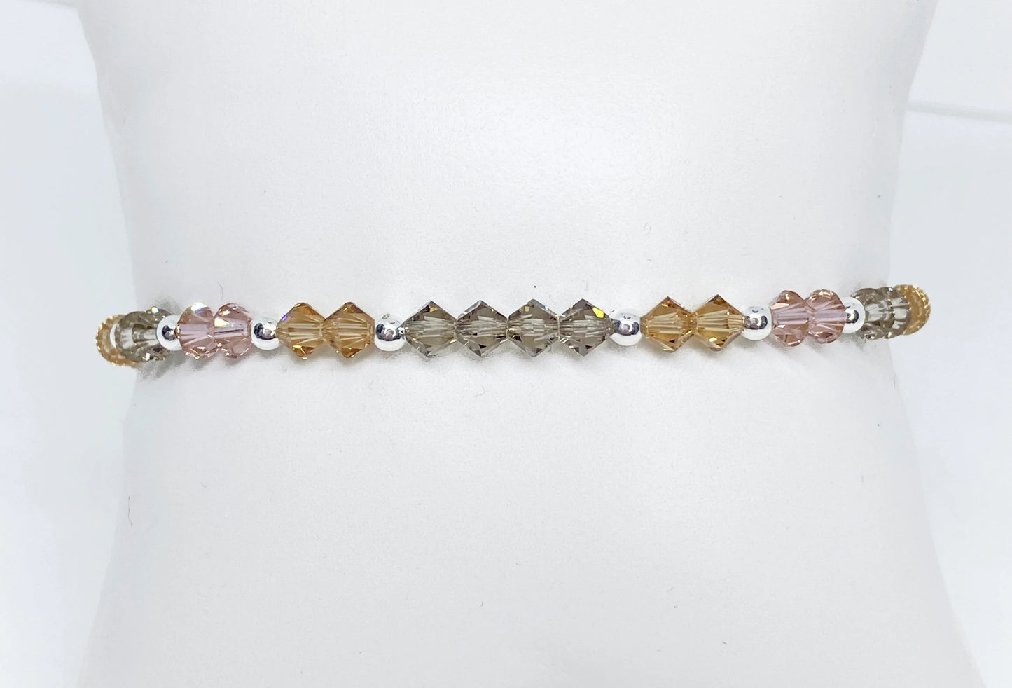 Swarovski Crystal Accent Bracelet in Vintage Rose - with Vintage Rose, Topaz and Greige Swarovski Crystals