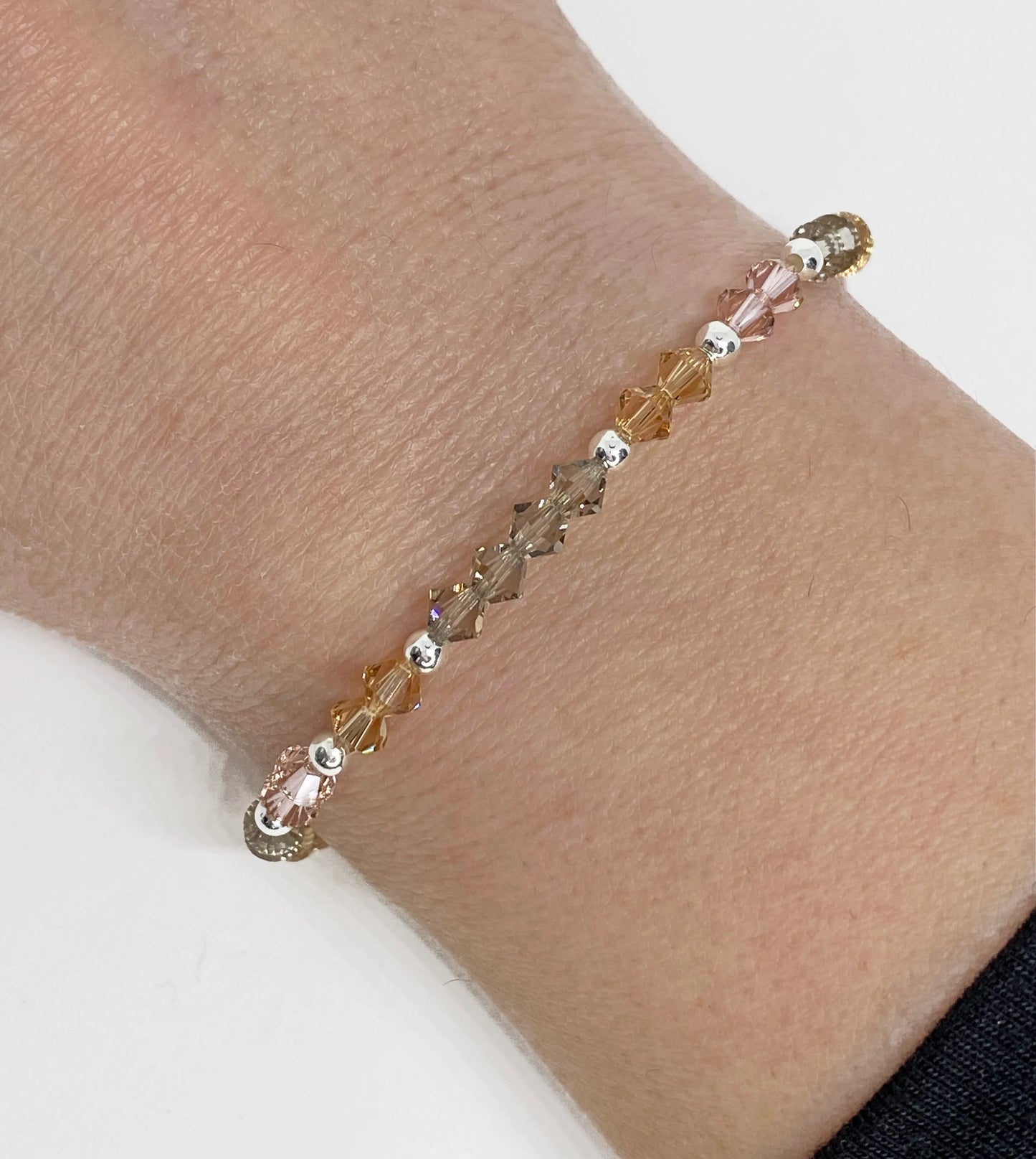 Swarovski Crystal Accent Bracelet in Vintage Rose - with Vintage Rose, Topaz and Greige Swarovski Crystals