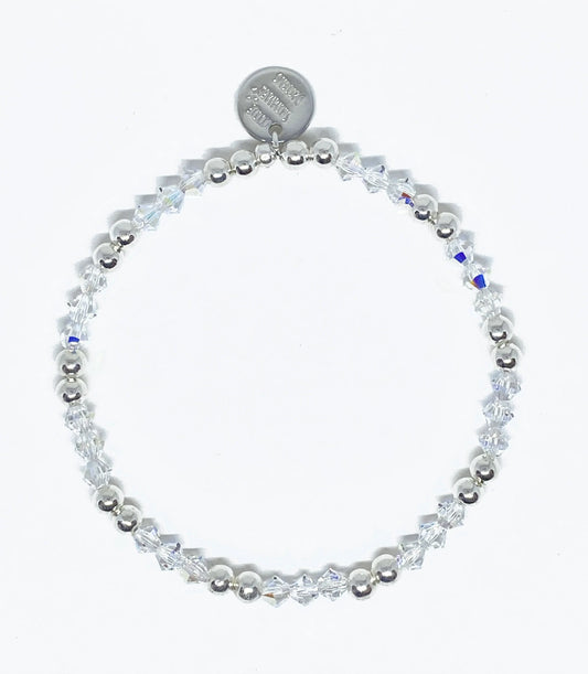 Swarovski Crystal Stretch Accent Bracelet in Crystal Aurora Borealis and Silver