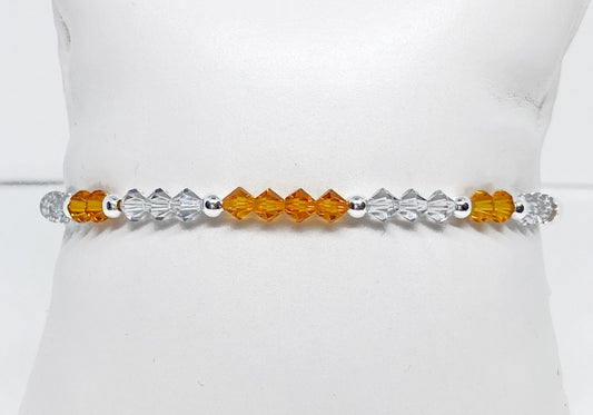Swarovski Crystal and Glass Bead Stretch Bracelet in Topaz Shadow