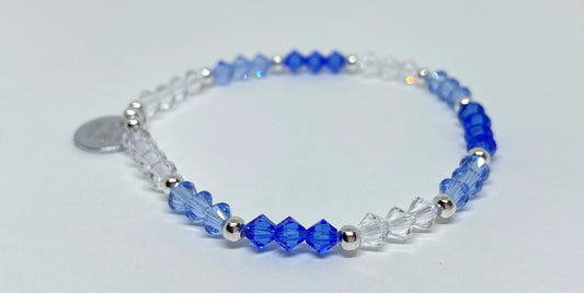 Swarovski Crystal Bead Stretch Beaded Bracelet in Sapphire Blue