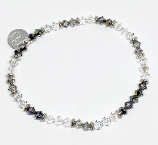 Swarovski Crystal Beaded Bracelet in Heliotrope - with Crystal Moonlight and Shadow Satin