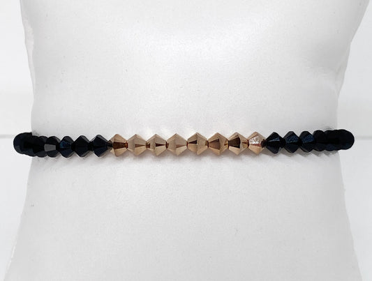 Swarovski Crystal Beaded Stretch Accent Bracelet in Rose Gold and Jet