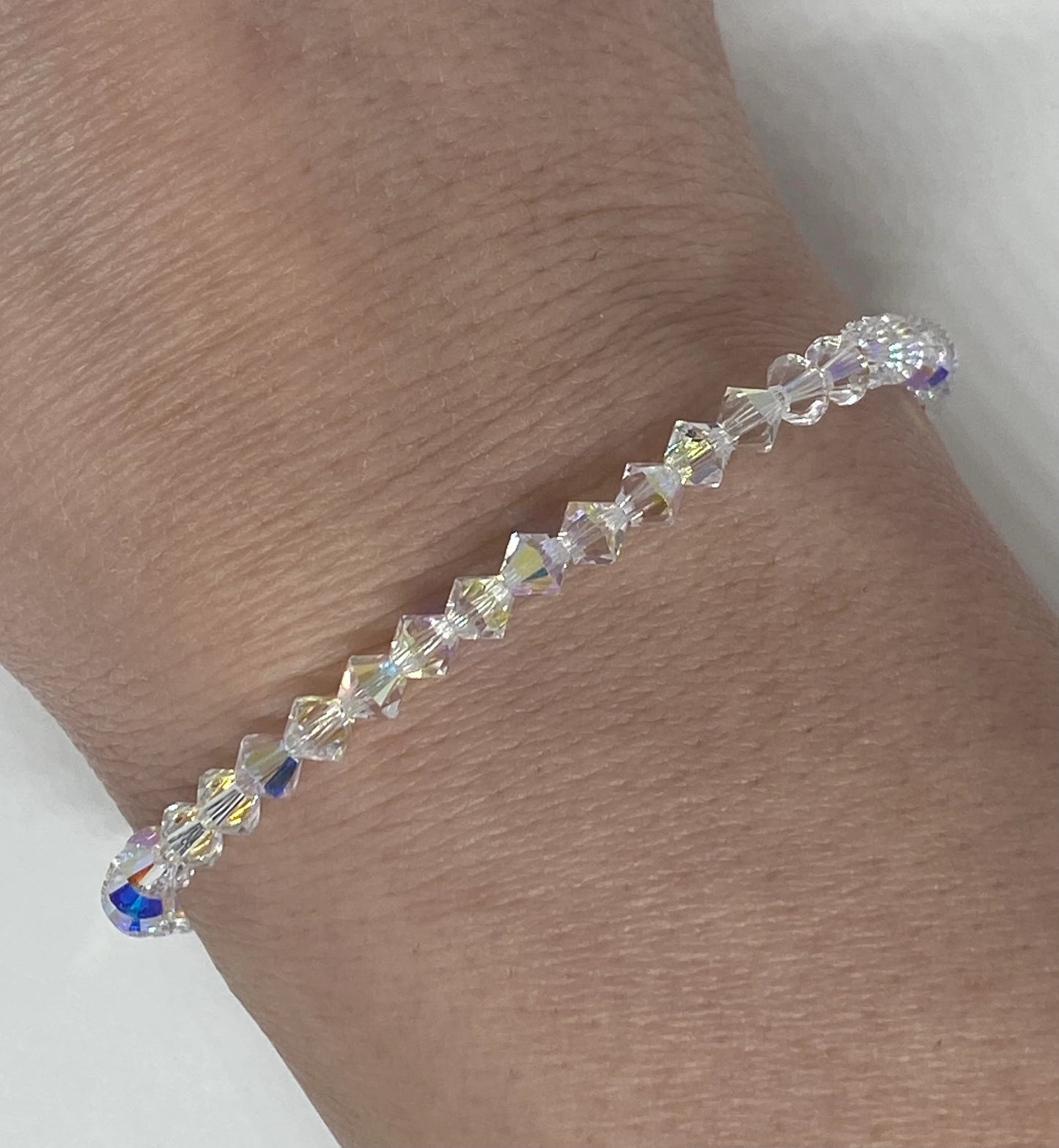 Swarovski Crystal Stretch Solid Accent Bracelet in Crystal AB
