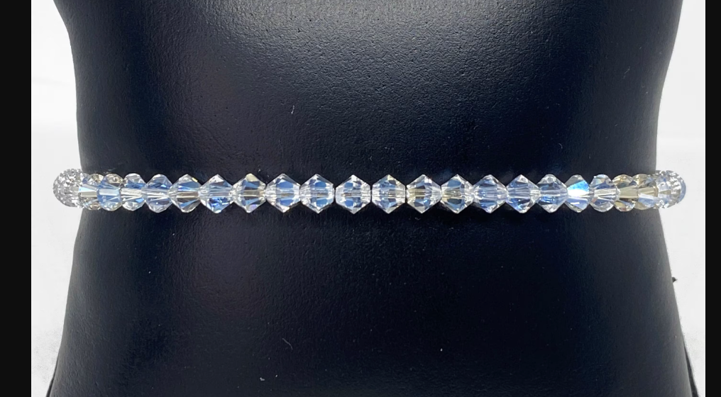 Swarovski Crystal Stretch Solid Accent Bracelet in Crystal Moonlight
