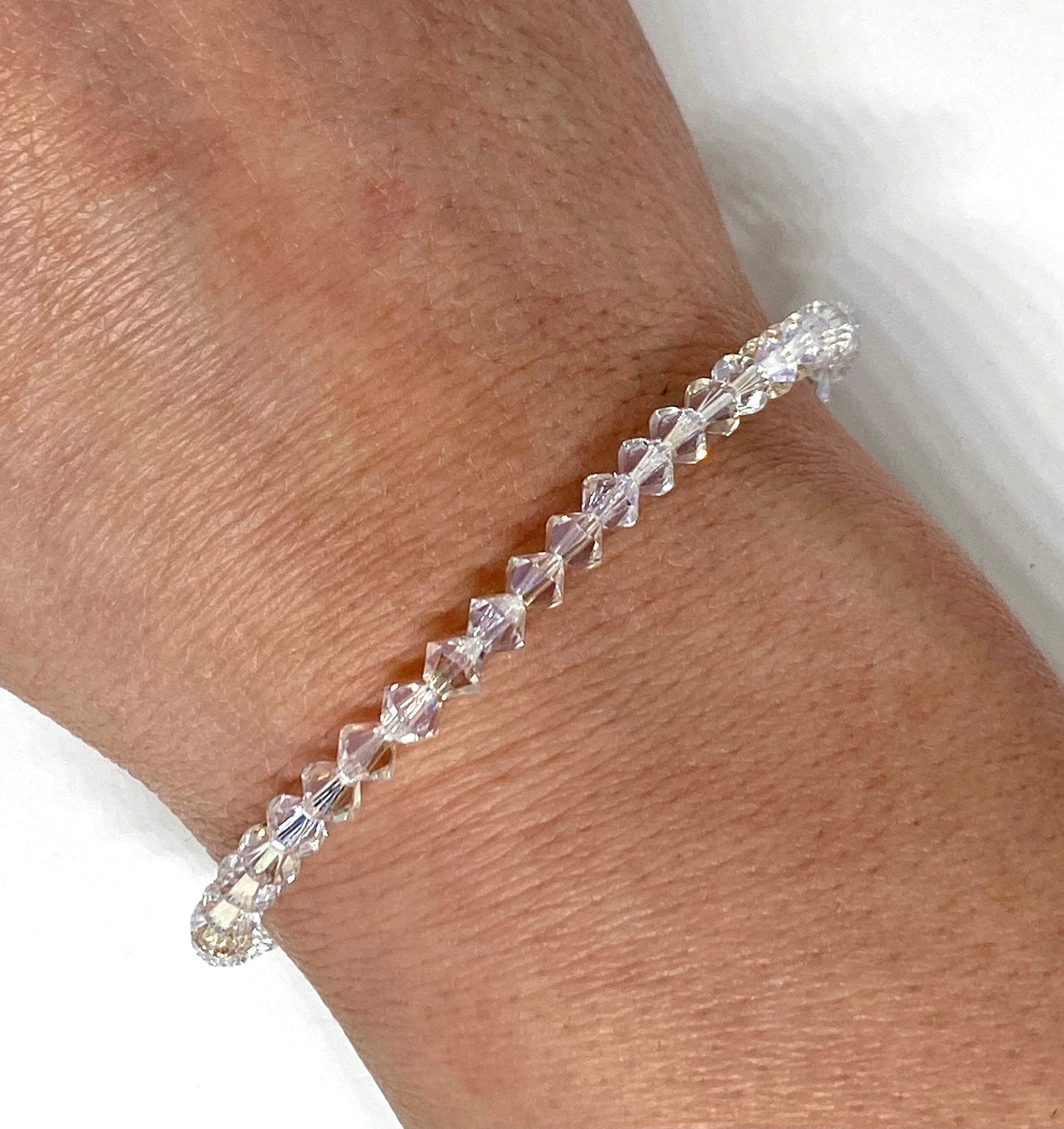 Swarovski Crystal Stretch Solid Accent Bracelet in Crystal Moonlight