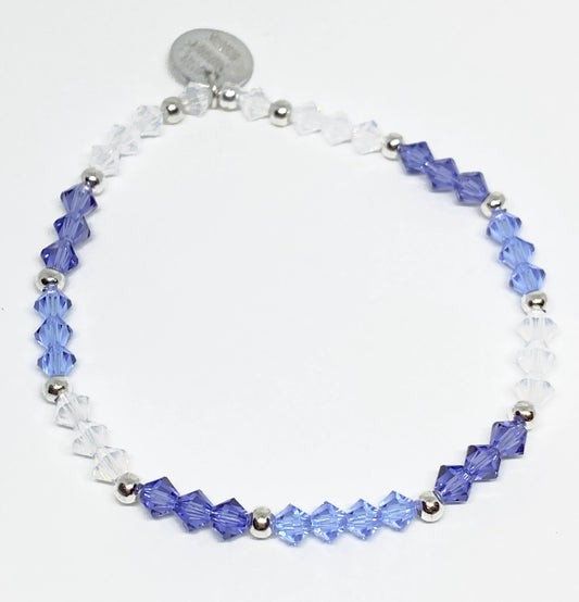 Swarovski Crystal Stretch Accent Bracelet in Alexandrite - with Tanzanite and White Opal Swarovski Crystals