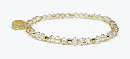 Swarovski Crystal Beaded Accent Bracelet in Light Golden - with Light Silk and Crystal Golden Shadow Swarovski Crystals