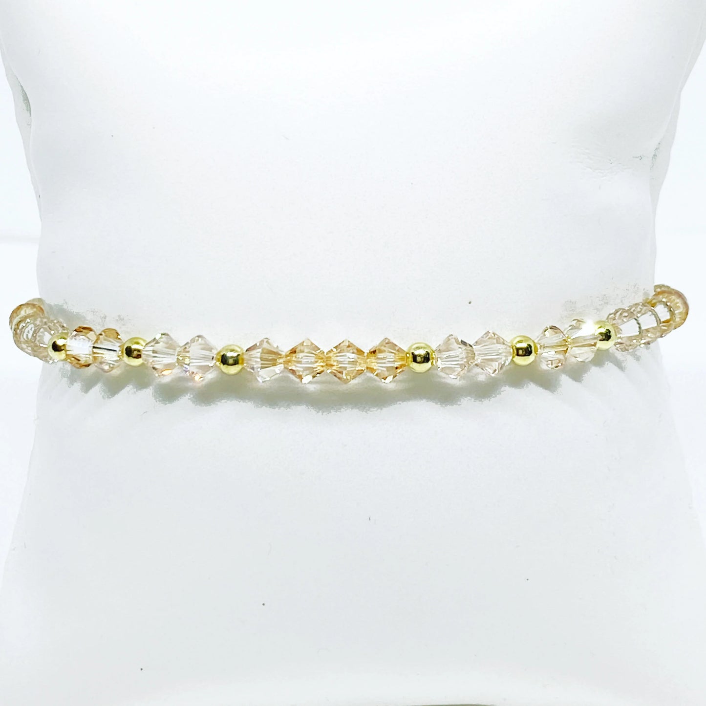 Swarovski Crystal Beaded Accent Bracelet in Light Golden - with Light Silk and Crystal Golden Shadow Swarovski Crystals