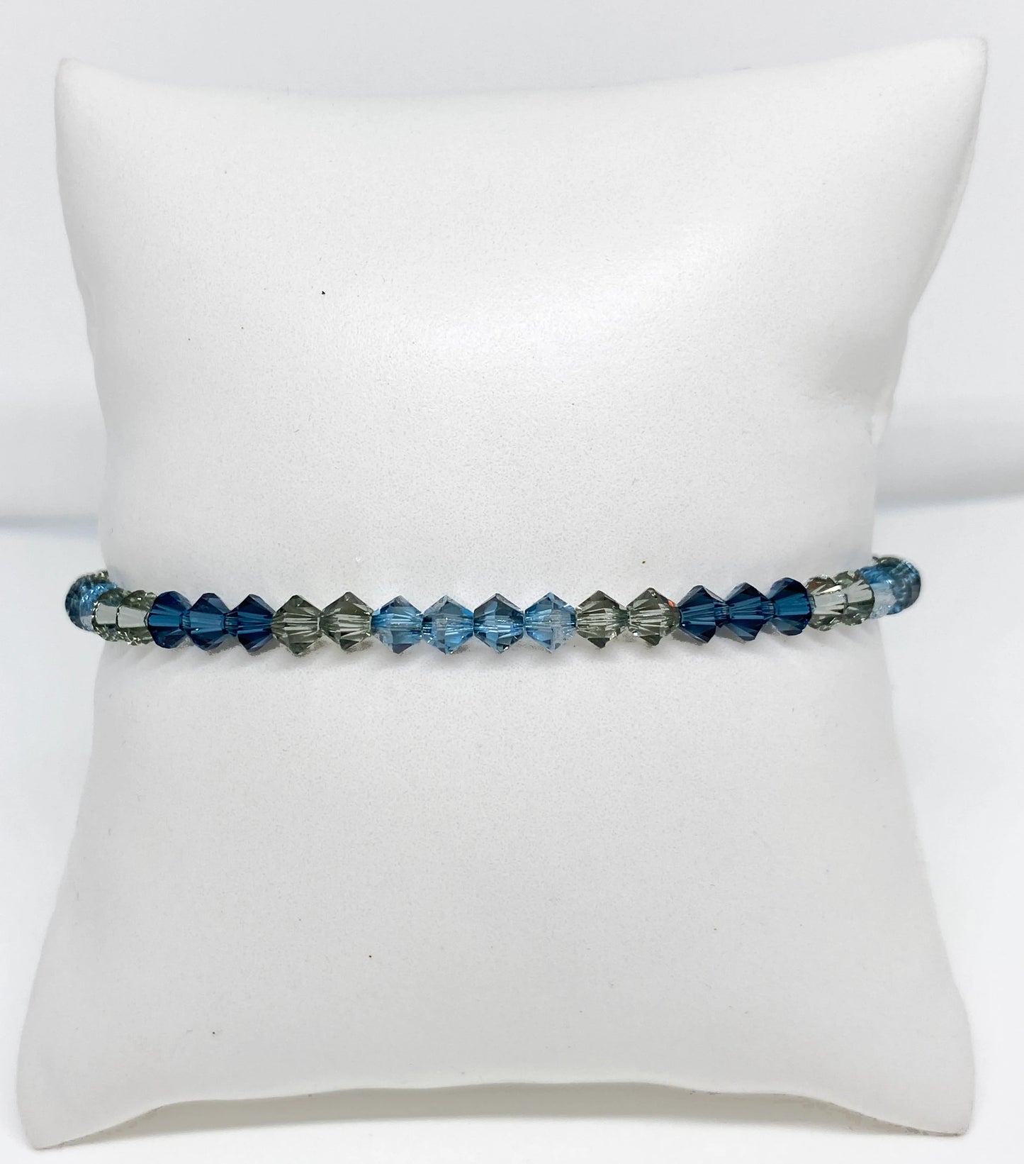 Swarovski Crystal Beaded Bracelet in Aquamarine Satin - with Montana Blue and Black Diamond Swarovski Crystals