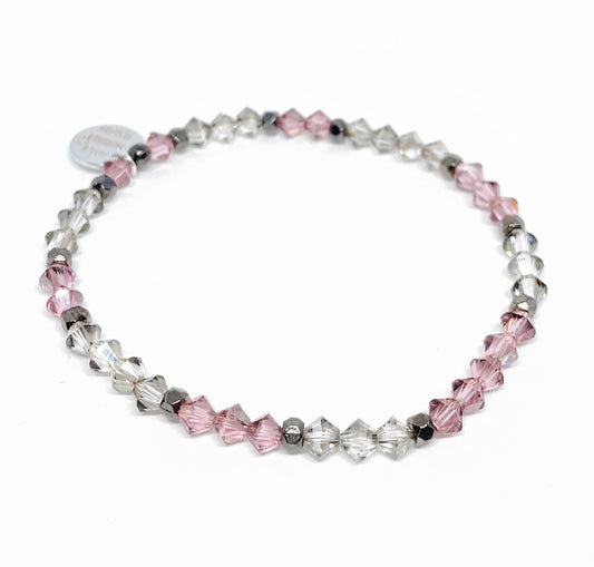 Swarovski Crystal Beaded Accent Bracelet in Light Rose Satin