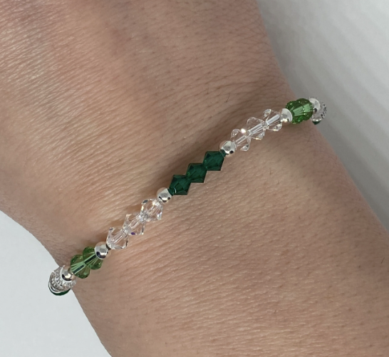 Swarovski Crystal Stretch Accent Bracelet in Emerald Green - Perfect for St Patricks Day
