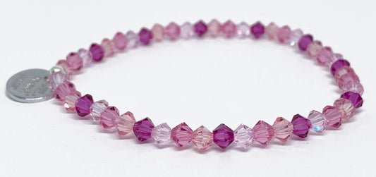 Swarovski Crystal Beaded Bracelet in Rose Crush - with Rosaline, Light Rose, and Rose Swarovski Crystals