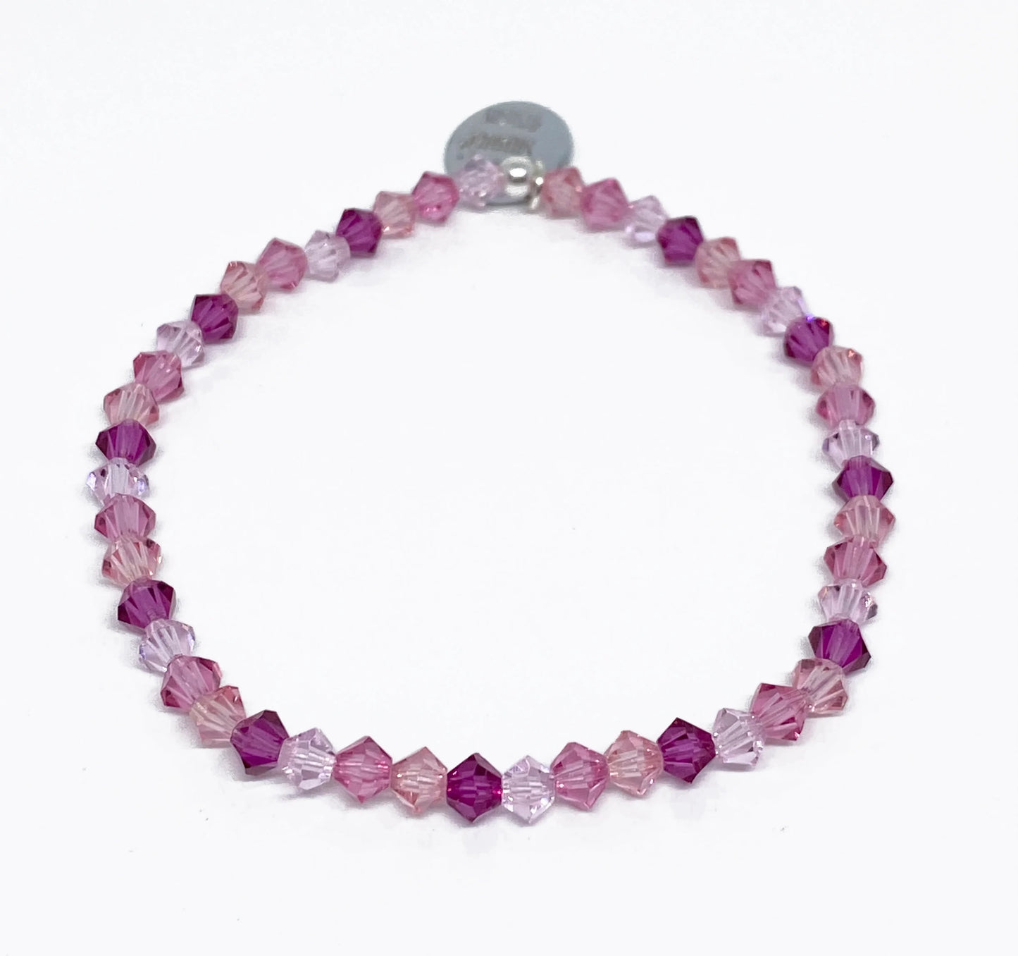 Swarovski Crystal Beaded Bracelet in Rose Crush - with Rosaline, Light Rose, and Rose Swarovski Crystals