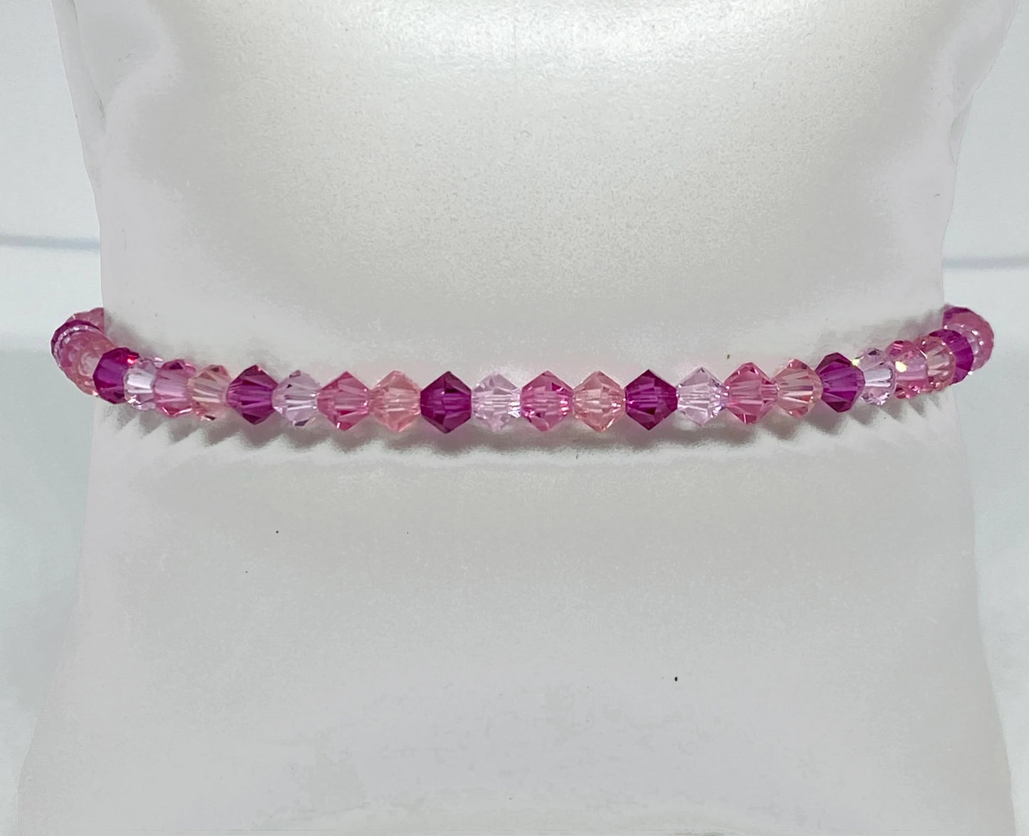 Swarovski Crystal Beaded Bracelet in Rose Crush - with Rosaline, Light Rose, and Rose Swarovski Crystals