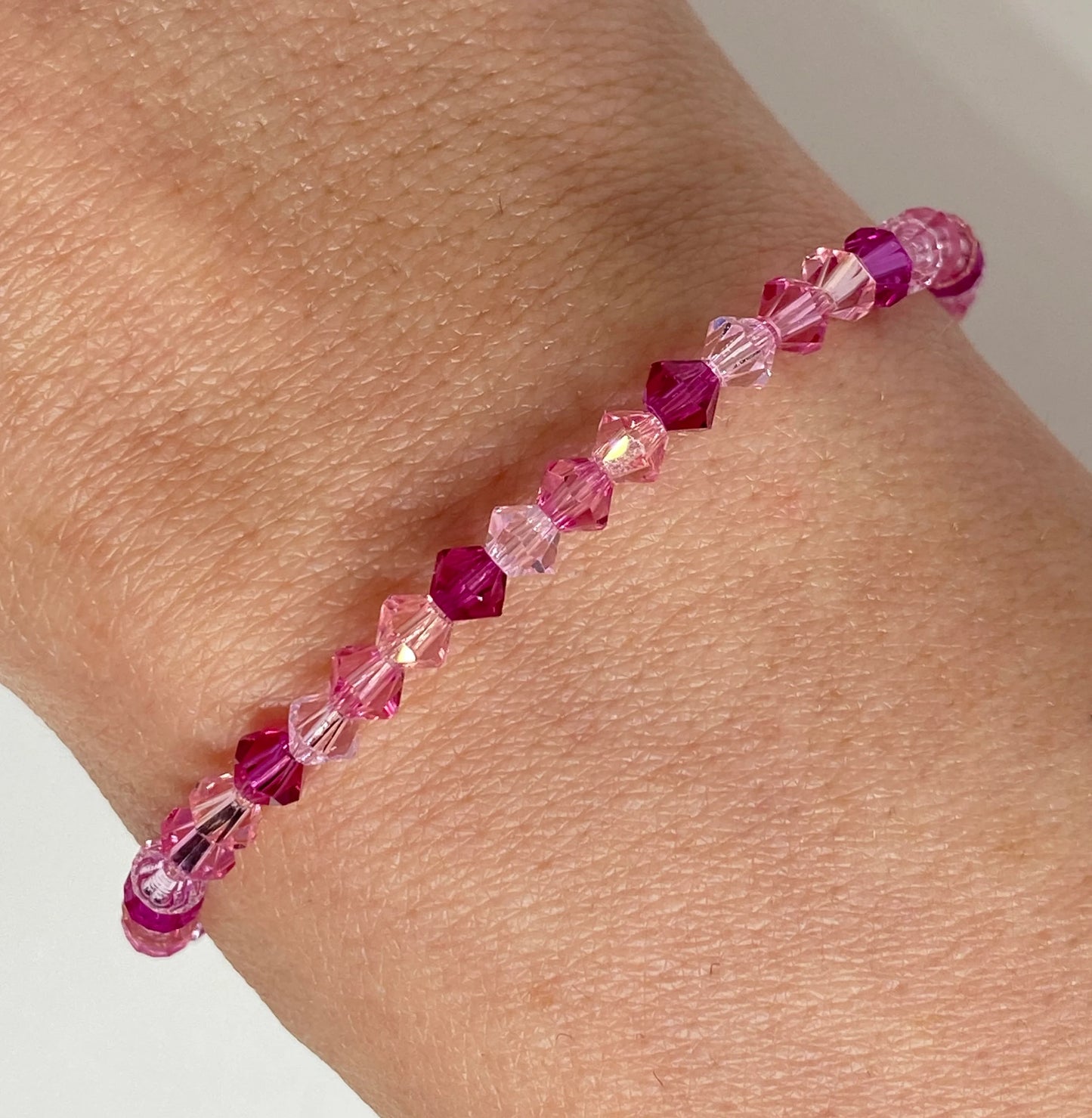 Swarovski Crystal Beaded Bracelet in Rose Crush - with Rosaline, Light Rose, and Rose Swarovski Crystals