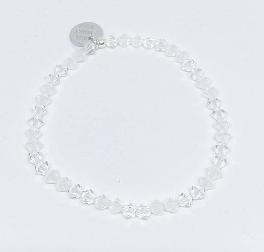 Swarovski Crystal Stretch Accent Bracelet in Crystal Opal - with White Opal and Clear Swarovski Crystals