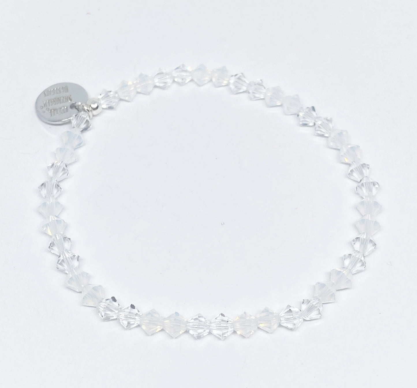 Swarovski Crystal Stretch Accent Bracelet in Crystal Opal - with White Opal and Clear Swarovski Crystals
