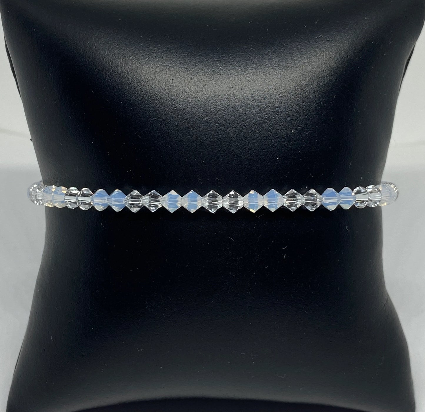 Swarovski Crystal Stretch Accent Bracelet in Crystal Opal - with White Opal and Clear Swarovski Crystals