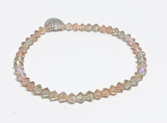 Swarovski Crystal Stretch Accent Bracelet in Peachy - with Light Peach, Light Silk, and Silk Shimmer 2x Swarovski Crystals