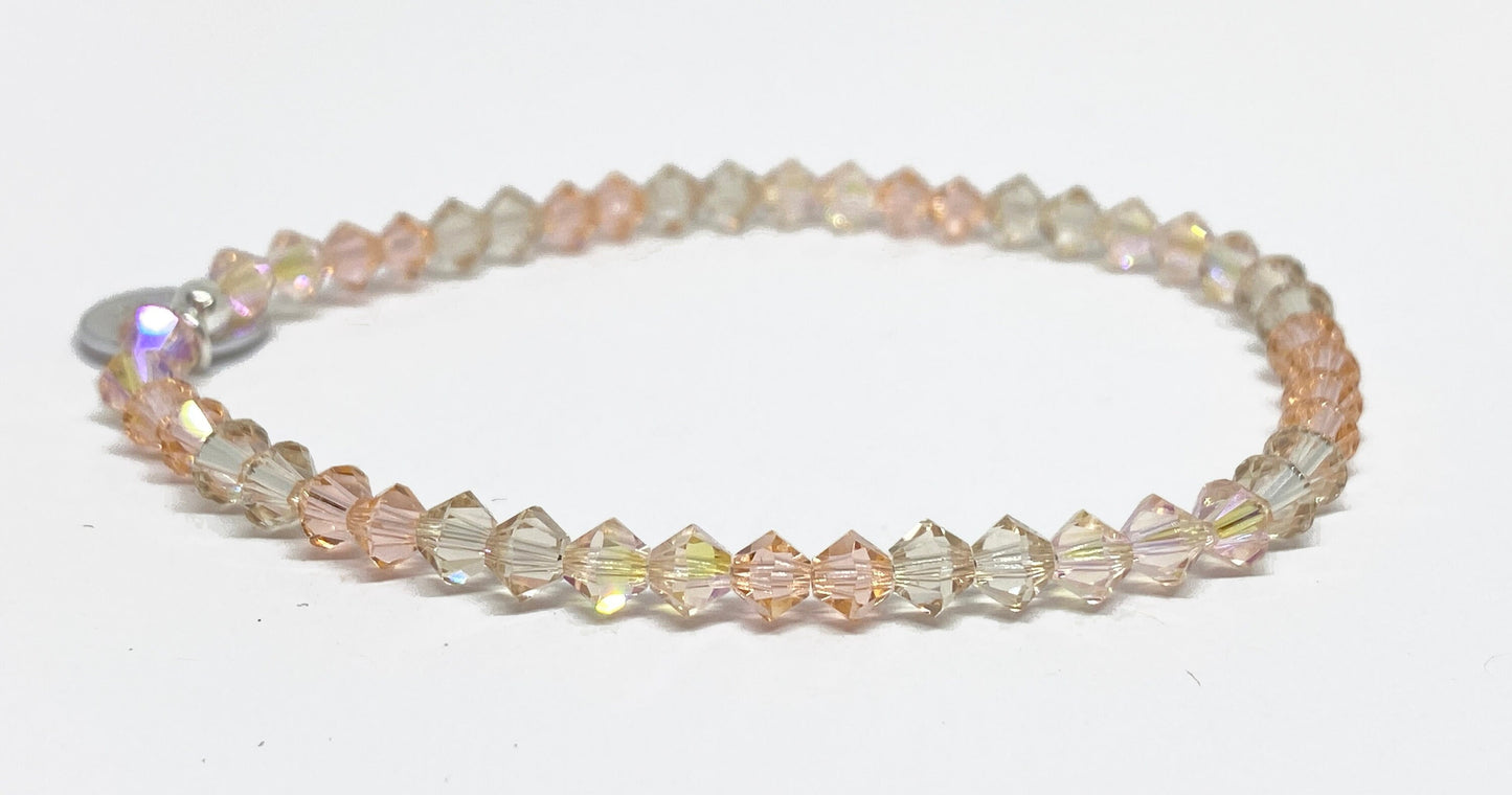 Swarovski Crystal Stretch Accent Bracelet in Peachy - with Light Peach, Light Silk, and Silk Shimmer 2x Swarovski Crystals