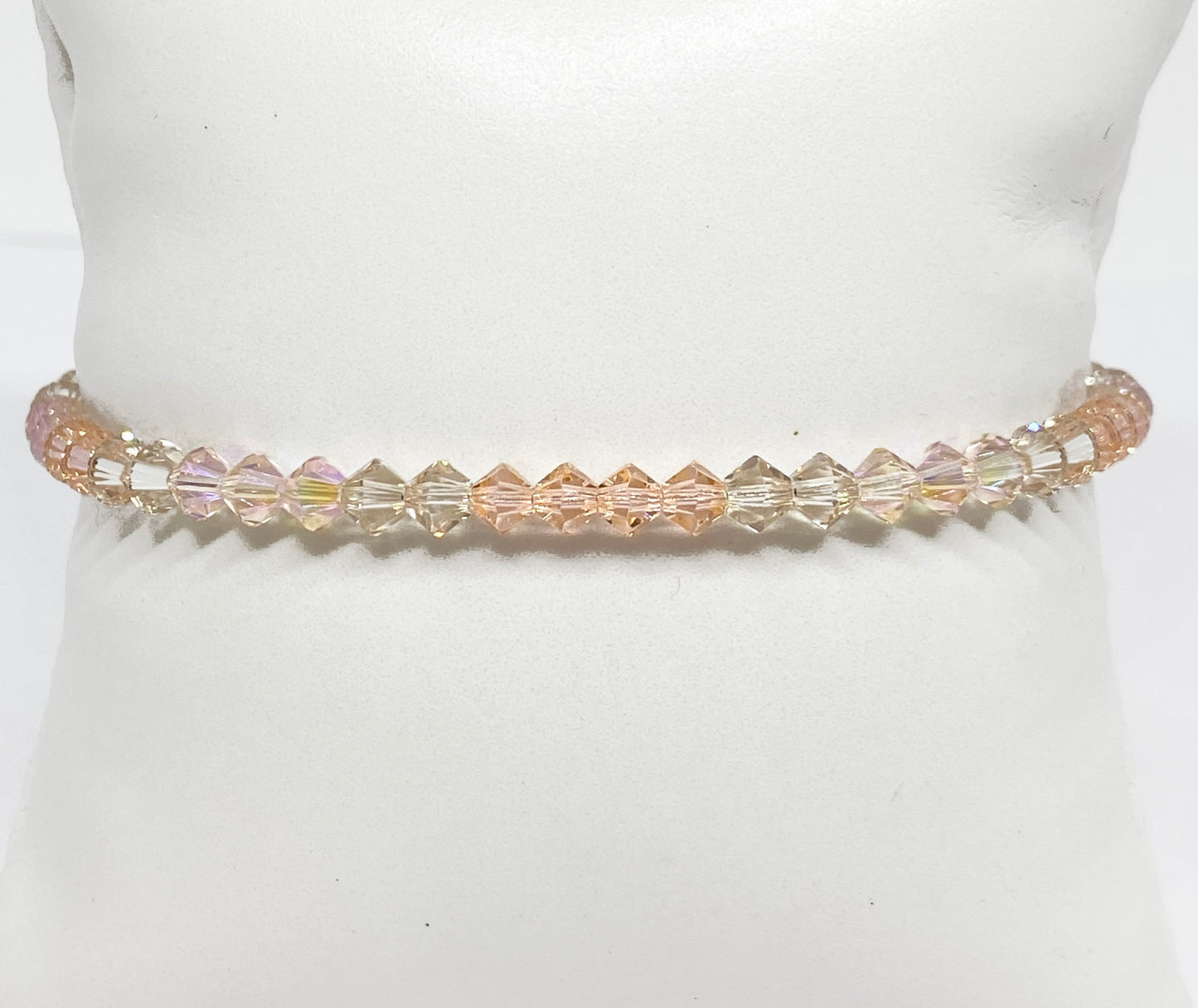 Swarovski Crystal Stretch Accent Bracelet in Peachy - with Light Peach, Light Silk, and Silk Shimmer 2x Swarovski Crystals