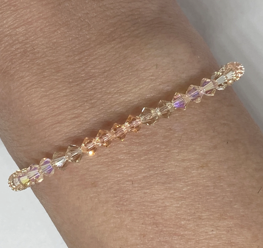Swarovski Crystal Stretch Accent Bracelet in Peachy - with Light Peach, Light Silk, and Silk Shimmer 2x Swarovski Crystals