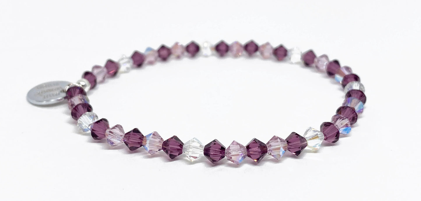 Swarovski Crystal Beaded Bracelet in Amethyst Shimmer