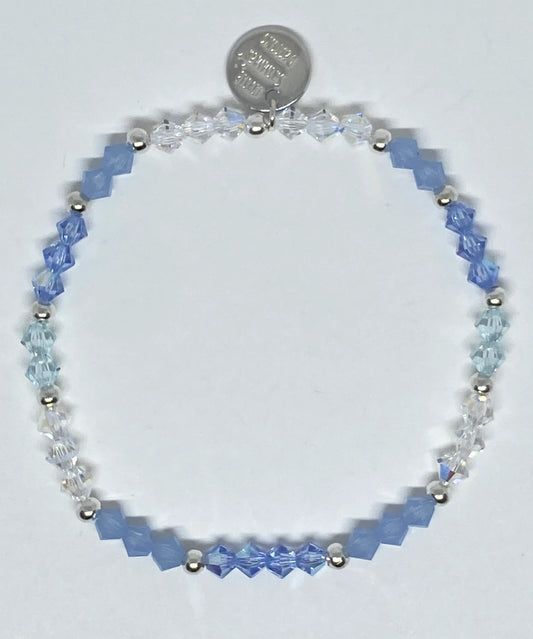 Swarovski Crystal Beaded Stretch Accent Bracelet in Light Sapphire AB - with Air Blue Opal, Light Azore, and Crystal AB Swarovski Crystals