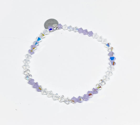 Swarovski Crystal Stretch Accent Bracelet in Violet AB - with Violet Opal, White Opal, and Crystal Shimmer Swarovski Crystals