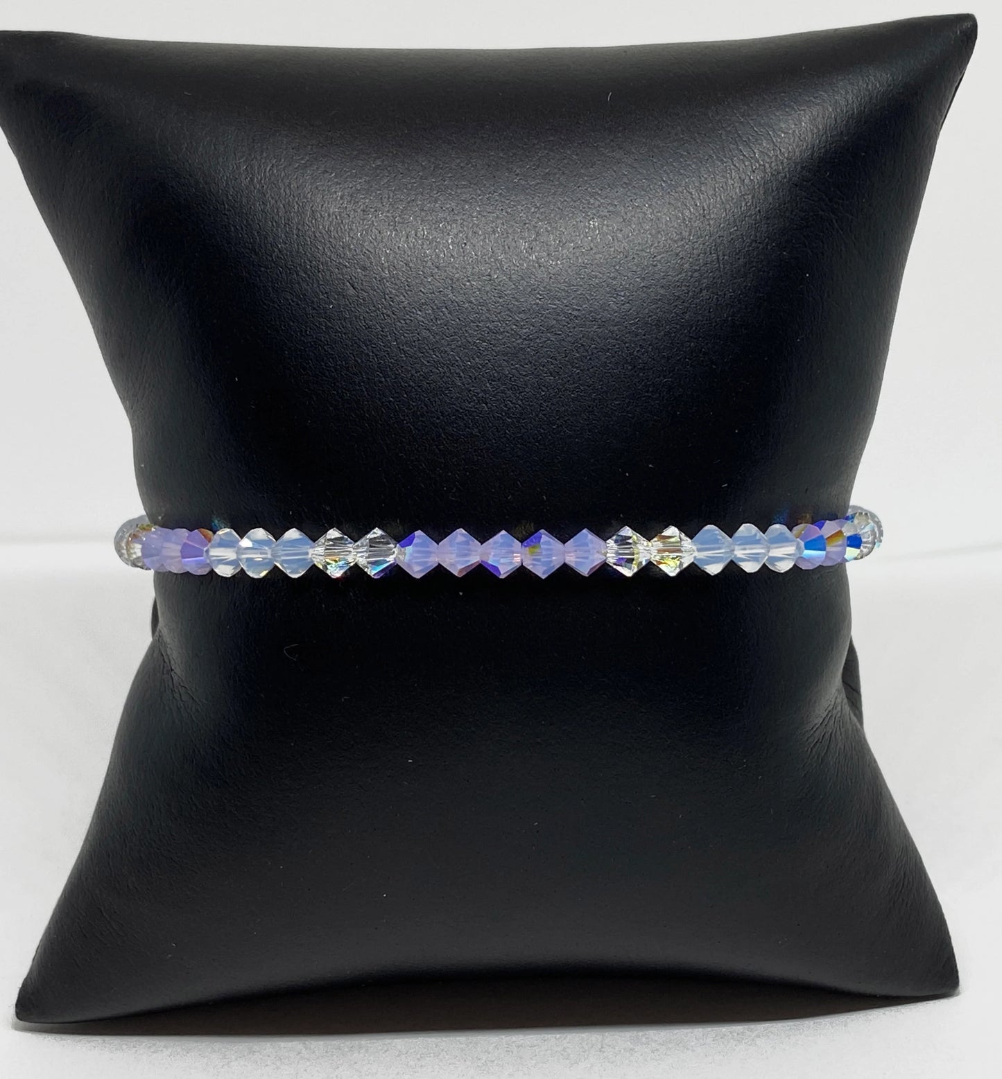Swarovski Crystal Stretch Accent Bracelet in Violet AB - with Violet Opal, White Opal, and Crystal Shimmer Swarovski Crystals