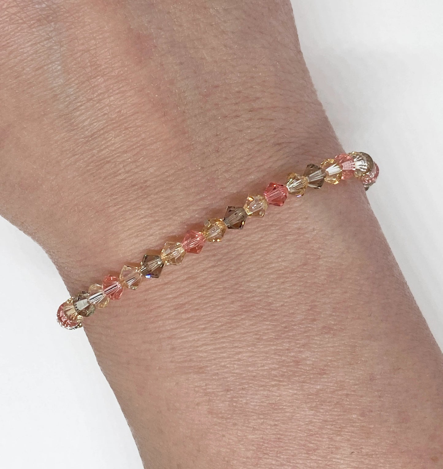Swarovski Crystal Stretch Accent Bracelet in Rose Peach