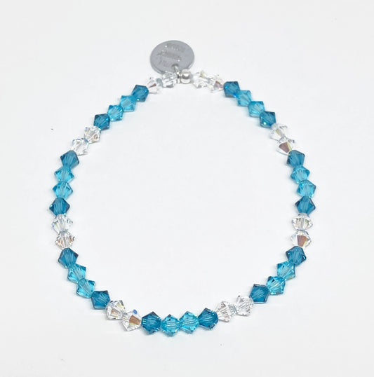 Swarovski Crystal Stretch Accent Bracelet in Aquamarine - with Indicolite, Aquamarine, and Crystal Shimmer Swarovski Crystals