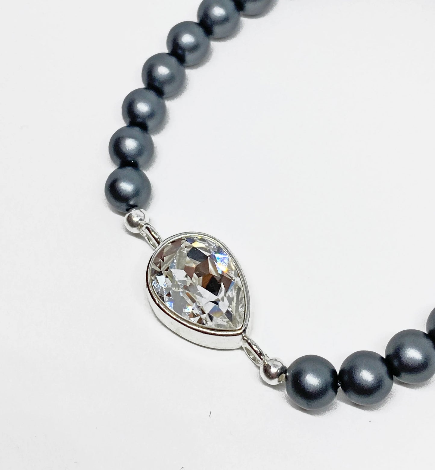 Swarovski Crystal Bracelet with 14x10mm Pear Shaped Cushion Crystal in Clear