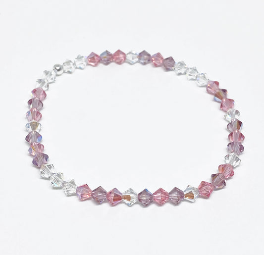 Swarovski Crystal Beaded Bracelet in Shimmer Pastel - with Light Rose Shimmer and Light Amethyst Shimmer