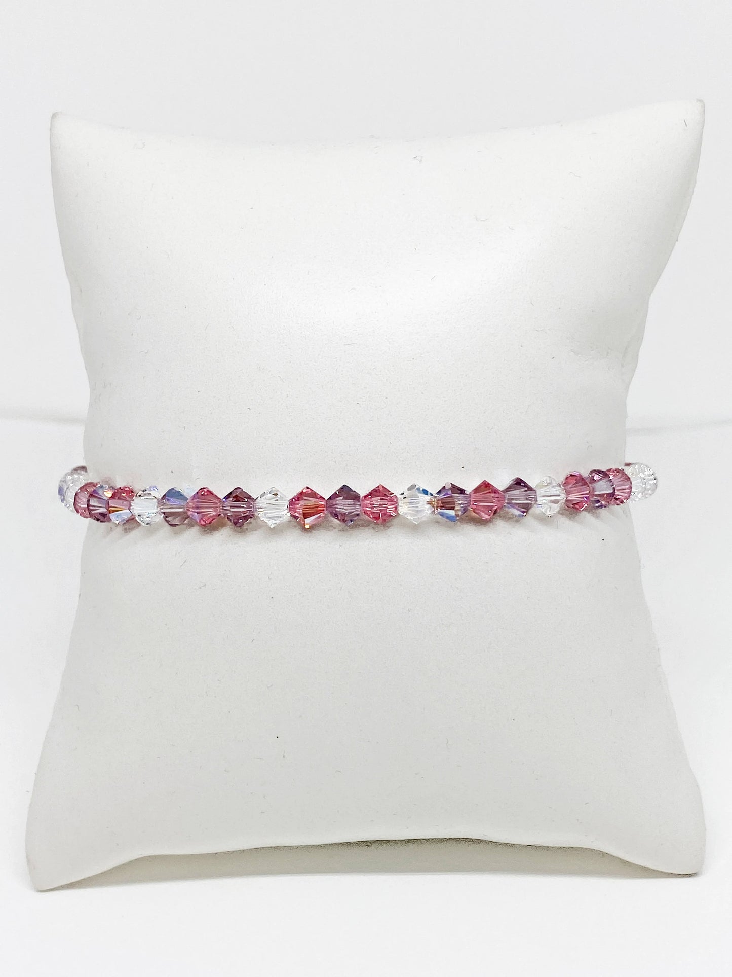 Swarovski Crystal Beaded Bracelet in Shimmer Pastel - with Light Rose Shimmer and Light Amethyst Shimmer