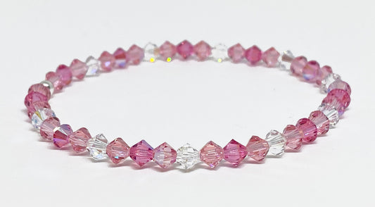 Swarovski Crystal Bracelet in Prettiest Pink - with Rose Shimmer, Light Rose Shimmer, and Crystal Shimmer Swarovski Crystals
