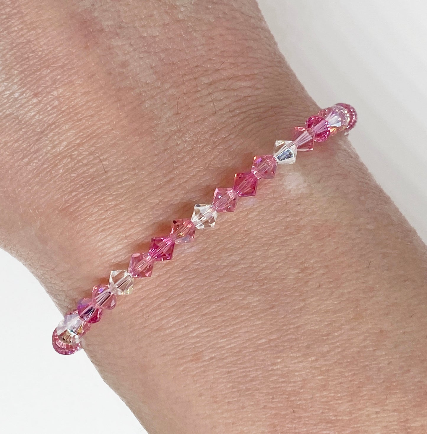 Swarovski Crystal Bracelet in Prettiest Pink - with Rose Shimmer, Light Rose Shimmer, and Crystal Shimmer Swarovski Crystals
