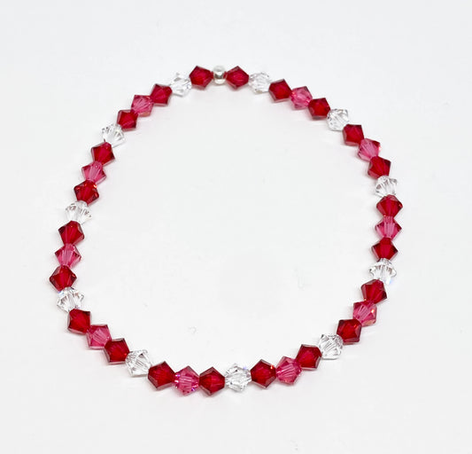 Swarovski Crystal Bracelet in Scarlet Kiss - with Scarlet and Crystal Moonlight Swarovski Crystals