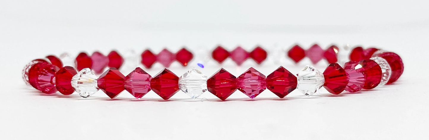 Swarovski Crystal Bracelet in Scarlet Kiss - with Scarlet and Crystal Moonlight Swarovski Crystals
