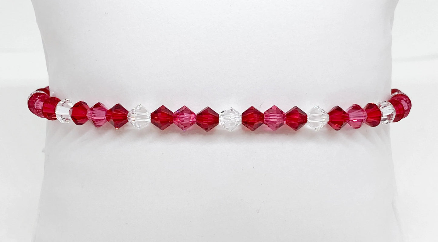 Swarovski Crystal Bracelet in Scarlet Kiss - with Scarlet and Crystal Moonlight Swarovski Crystals