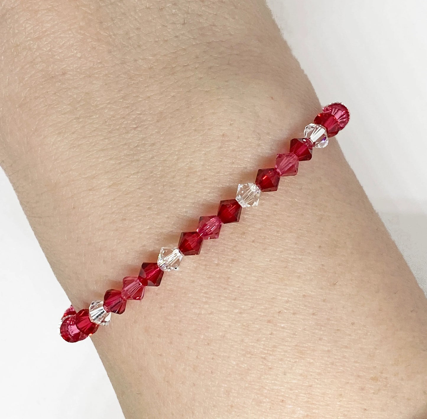 Swarovski Crystal Bracelet in Scarlet Kiss - with Scarlet and Crystal Moonlight Swarovski Crystals